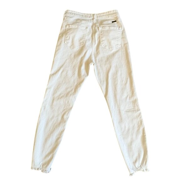 KanCan Button-Fly Skinny Jeans W/ Distressed Bottom-White-Sz 11 - Picture 6 of 6